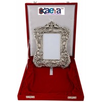 OkaeYa Silver Finish Photo Frame (Photo Size - 5/7) With Beautiful Red Velvet Box Exclusive Gift For Diwali Gift, Corporate Gift and Wedding Gift